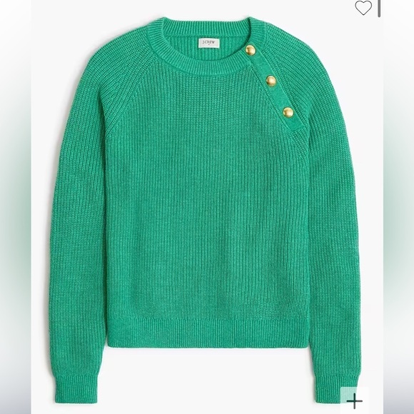 J crew Berkshire green Button raglan crewneck sweater - Picture 3 of 4